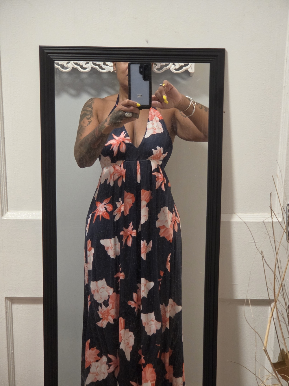 Navy Floral Halter Jumpsuit - Elegant Summer Style